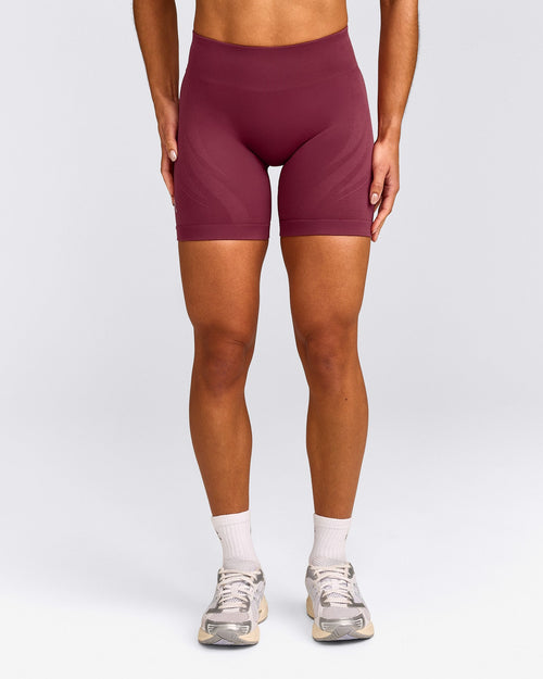 EnhanceLift™ Seamless Shorts with Grey Logo | Burnt Maroon