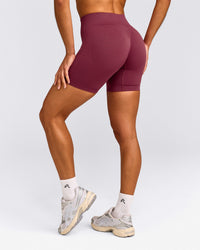 EnhanceLift™ Seamless Shorts with Grey Logo | Burnt Maroon