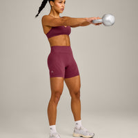 EnhanceLift™ Seamless Shorts with Grey Logo | Burnt Maroon