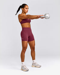 EnhanceLift™ Seamless Shorts with Grey Logo | Burnt Maroon
