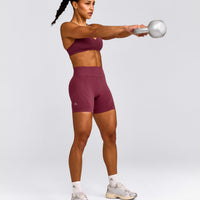 EnhanceLift™ Seamless Shorts with Grey Logo | Burnt Maroon