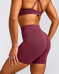 EnhanceLift™ Seamless Shorts with Grey Logo | Burnt Maroon