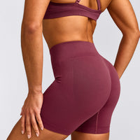 EnhanceLift™ Seamless Shorts with Grey Logo | Burnt Maroon