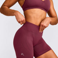 EnhanceLift™ Seamless Shorts with Grey Logo | Burnt Maroon