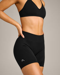 EnhanceLift™ Seamless Shorts with Grey Logo | Black