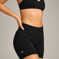 EnhanceLift™ Seamless Shorts with Grey Logo | Black