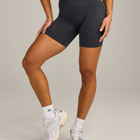 EnhanceLift™ Seamless Shorts with Grey Logo | Coal