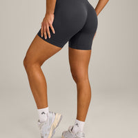 EnhanceLift™ Seamless Shorts with Grey Logo | Coal