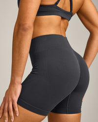 EnhanceLift™ Seamless Shorts with Grey Logo | Coal