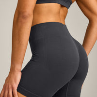 EnhanceLift™ Seamless Shorts with Grey Logo | Coal