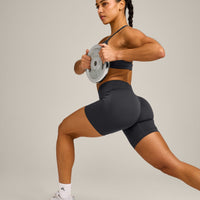 EnhanceLift™ Seamless Shorts with Grey Logo | Coal