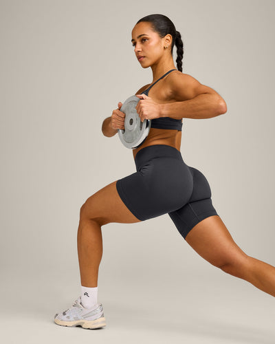 EnhanceLift™ Seamless Shorts with Grey Logo | Coal