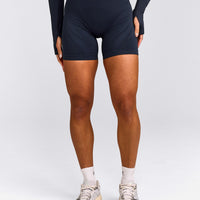 EnhanceLift™ Seamless Shorts with Grey Logo | True Blue