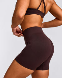EnhanceLift™ Seamless Shorts with Grey Logo | Plum Brown