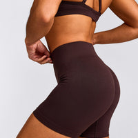 EnhanceLift™ Seamless Shorts with Grey Logo | Plum Brown