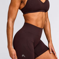 EnhanceLift™ Seamless Shorts with Grey Logo | Plum Brown