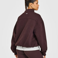Foundations 1/4 Zip Sweatshirt with Grey Logo | Plum Brown