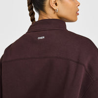 Foundations 1/4 Zip Sweatshirt with Grey Logo | Plum Brown