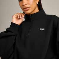 Foundations Cosy 1/4 Zip Sweatshirt | Black