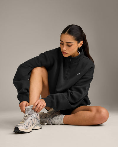Foundations Cosy 1/4 Zip Sweatshirt | Soft Black