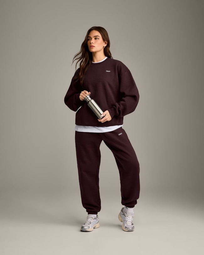 Foundations Cosy Crew Neck Sweatshirt | Plum Brown
