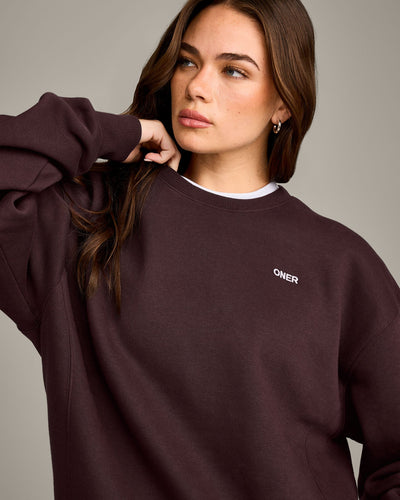 Foundations Cosy Crew Neck Sweatshirt | Plum Brown
