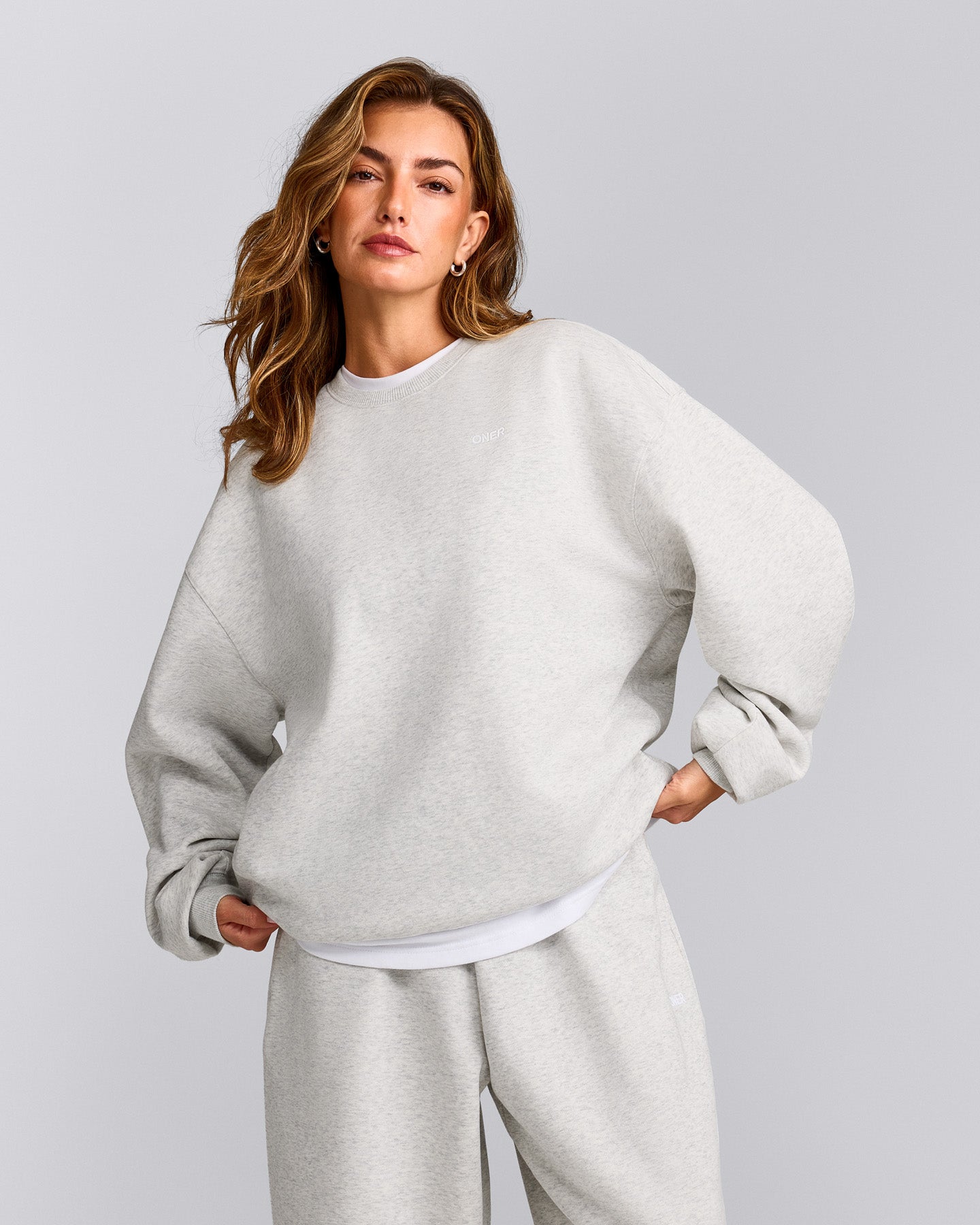 Foundations Cosy Oversized Sweatshirt | Light Grey Marl
