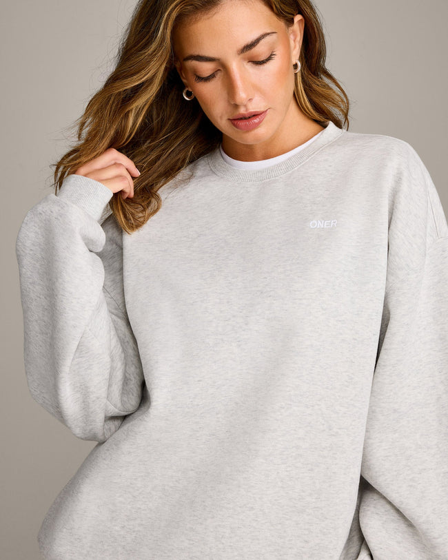 Foundations Cosy Oversized Sweatshirt | Light Grey Marl