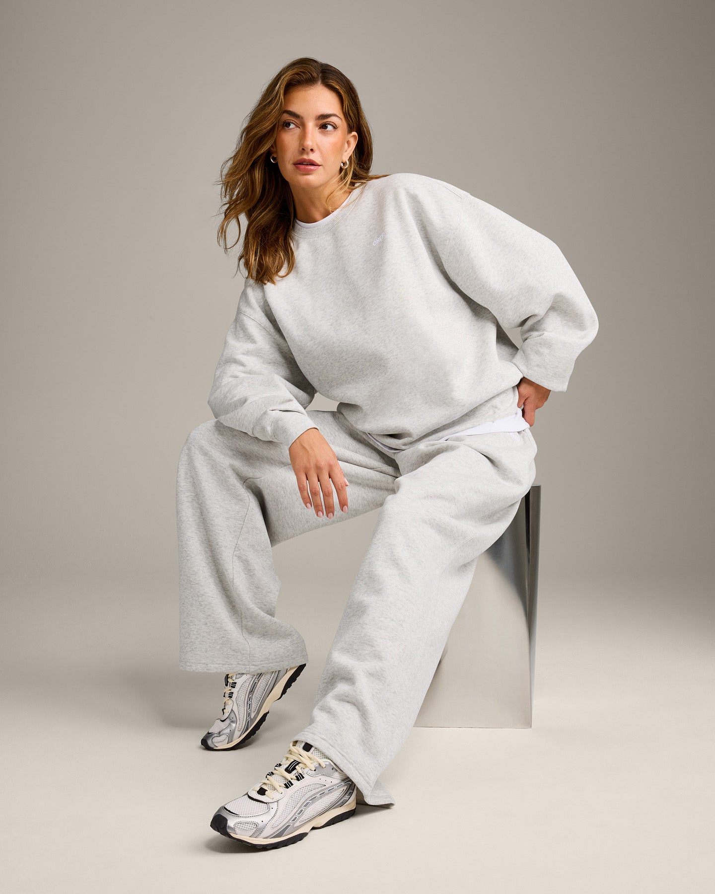Foundations Cosy Oversized Sweatshirt | Light Grey Marl