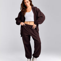 Foundations Cosy Oversized Joggers | Plum Brown