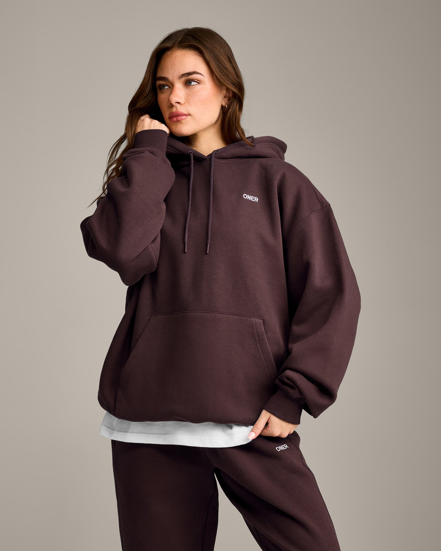 Foundations Cosy Oversized Hoodie | Plum Brown