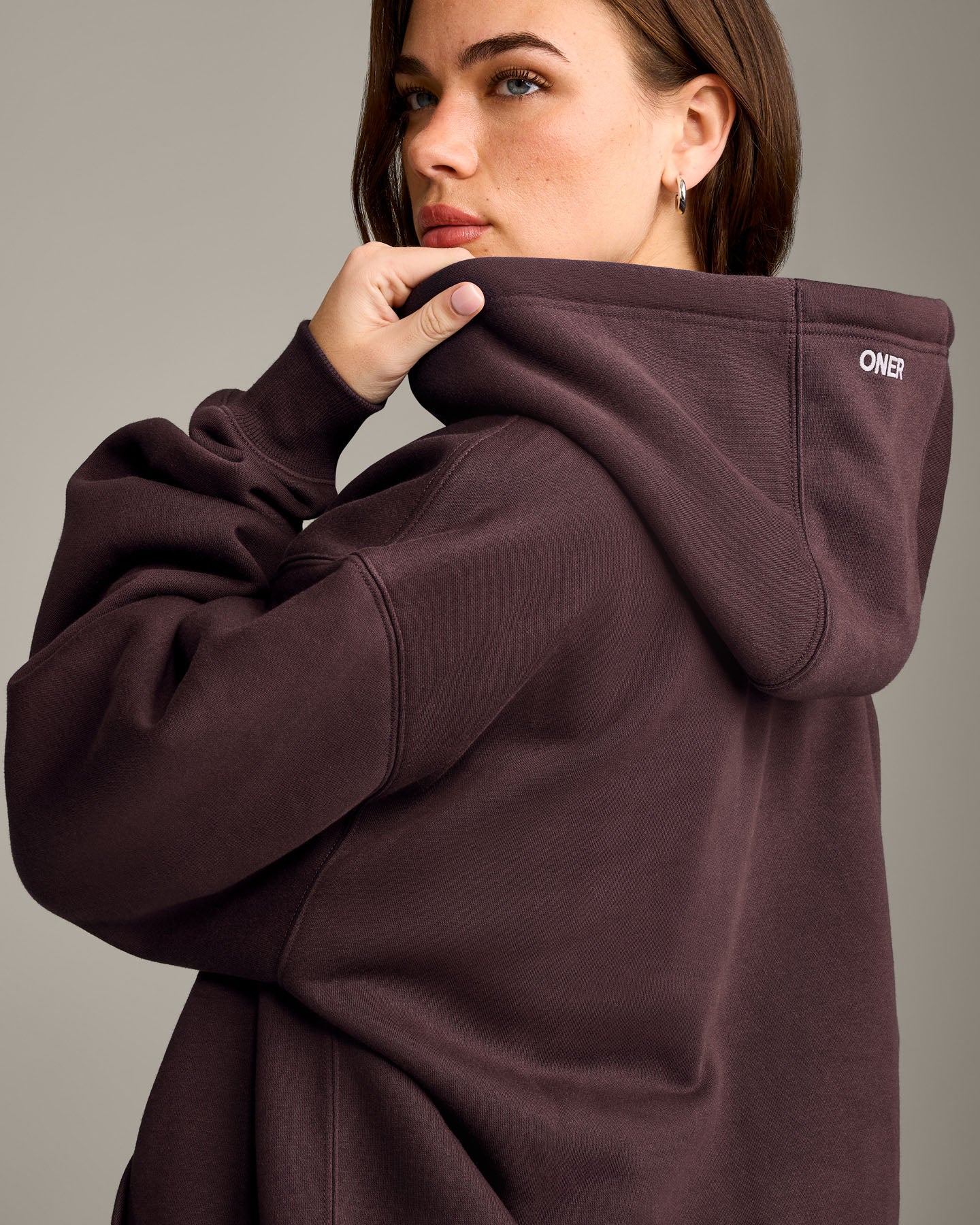 Foundations Cosy Oversized Hoodie | Plum Brown