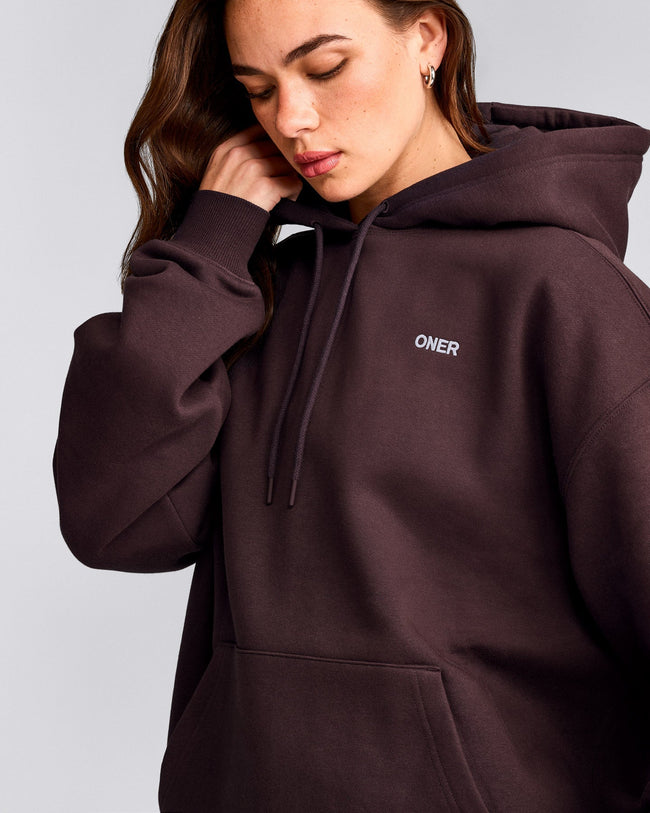 Foundations Cosy Oversized Hoodie | Plum Brown