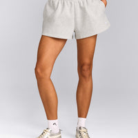 Foundations Cosy Oversized Shorts | Light Grey Marl
