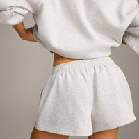 Foundations Cosy Oversized Shorts | Light Grey Marl