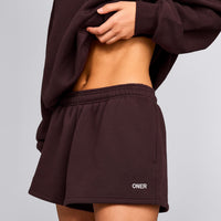 Foundations Cosy Oversized Shorts | Plum Brown