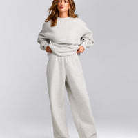 Foundations Cosy Oversized Straight Leg Joggers | Light Grey Marl