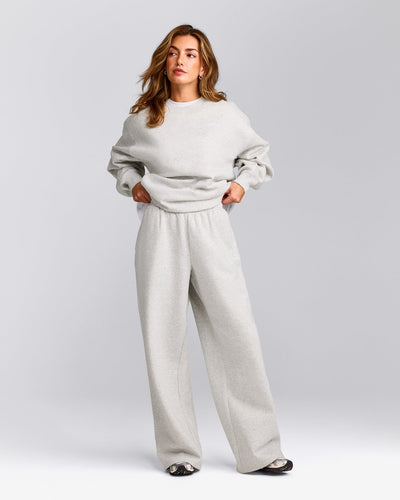 Foundations Cosy Oversized Straight Leg Joggers | Light Grey Marl