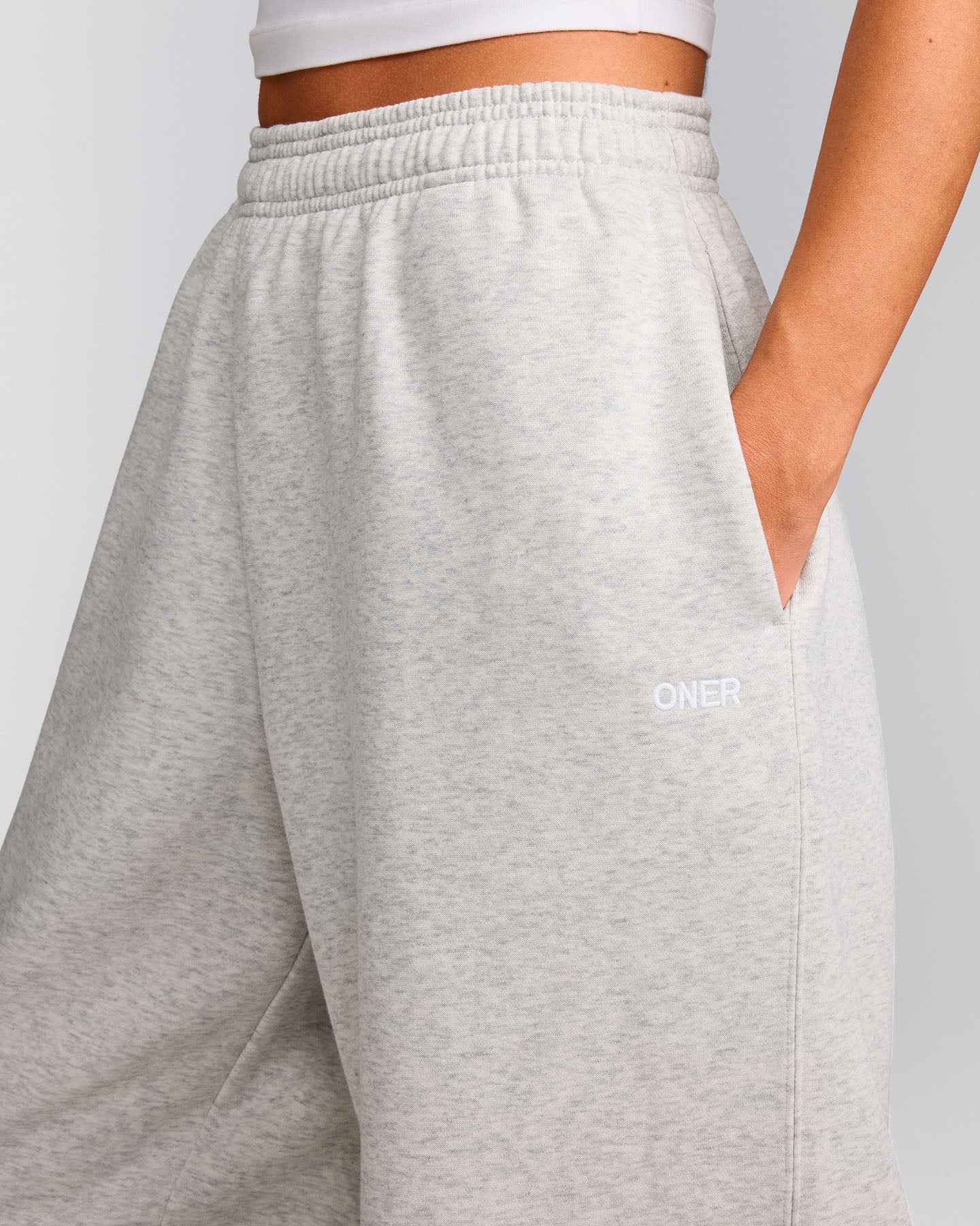 Foundations Cosy Oversized Straight Leg Joggers | Light Grey Marl