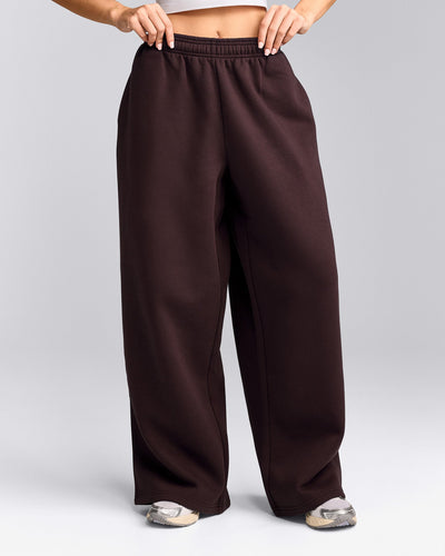 Foundations Cosy Oversized Straight Leg Joggers | Plum Brown