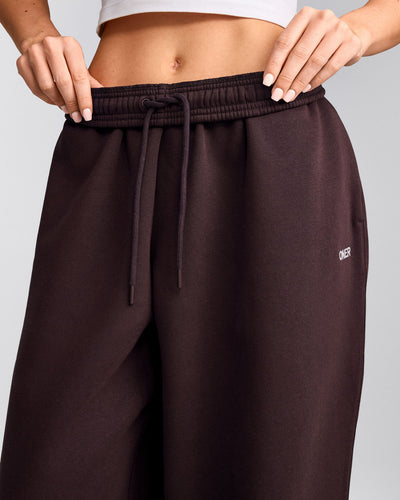 Foundations Cosy Oversized Straight Leg Joggers | Plum Brown