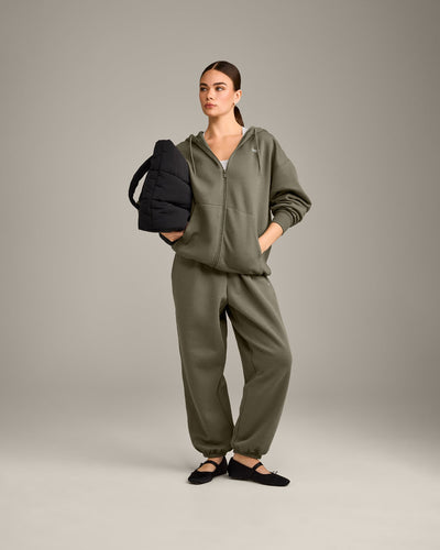 Foundations Cosy Oversized Zip Through Hoodie | Alpine Green