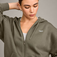 Foundations Cosy Oversized Zip Through Hoodie | Alpine Green