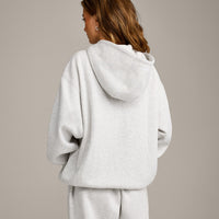 Foundations Cosy Oversized Zip Through Hoodie | Light Grey Marl