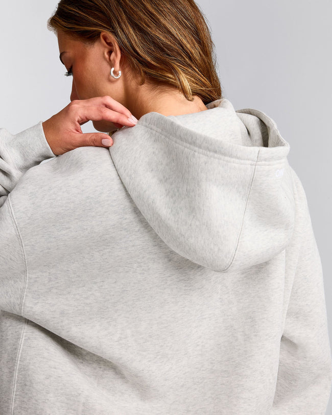 Foundations Cosy Oversized Zip Through Hoodie | Light Grey Marl