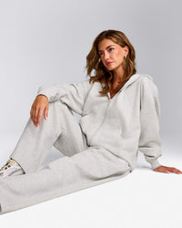 Foundations Cosy Oversized Zip Through Hoodie | Light Grey Marl