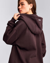 Foundations Cosy Oversized Zip Through Hoodie | Plum Brown