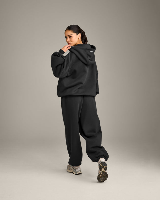 Foundations Cosy Oversized Zip Through Hoodie | Soft Black