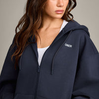Foundations Cosy Oversized Zip Through Hoodie | True Blue