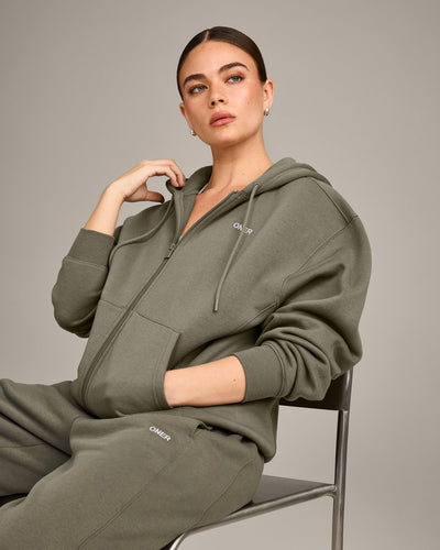 Foundations Cosy Zip Through Hoodie | Alpine Green